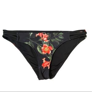Black Floral Bikini Bottom Size S